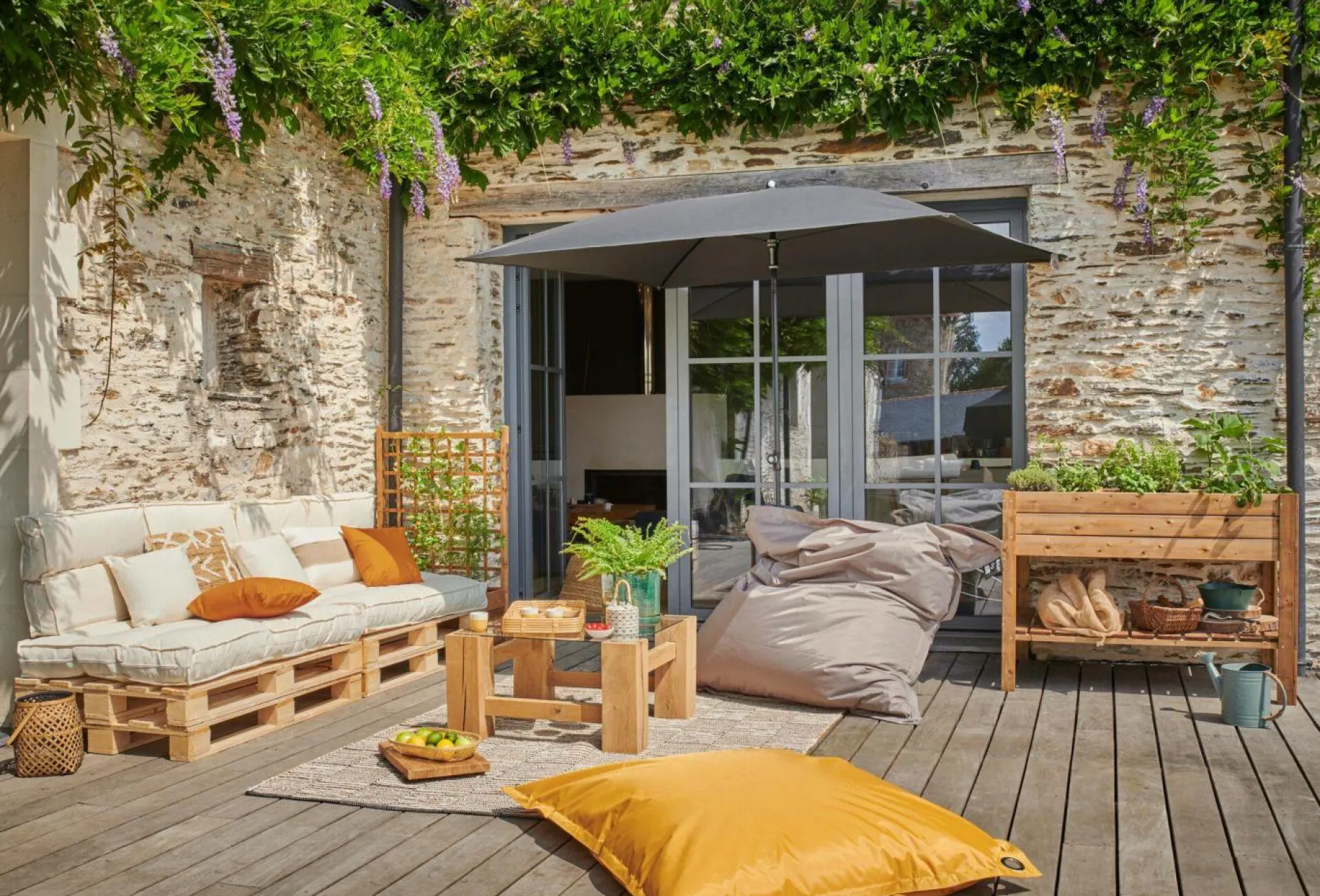 Poufs, Poires Et Coussins De Sol|Poufs, Poires Et Coussins De Sol>Camif Coussin d'Extérieur recyclé Heva - Curry