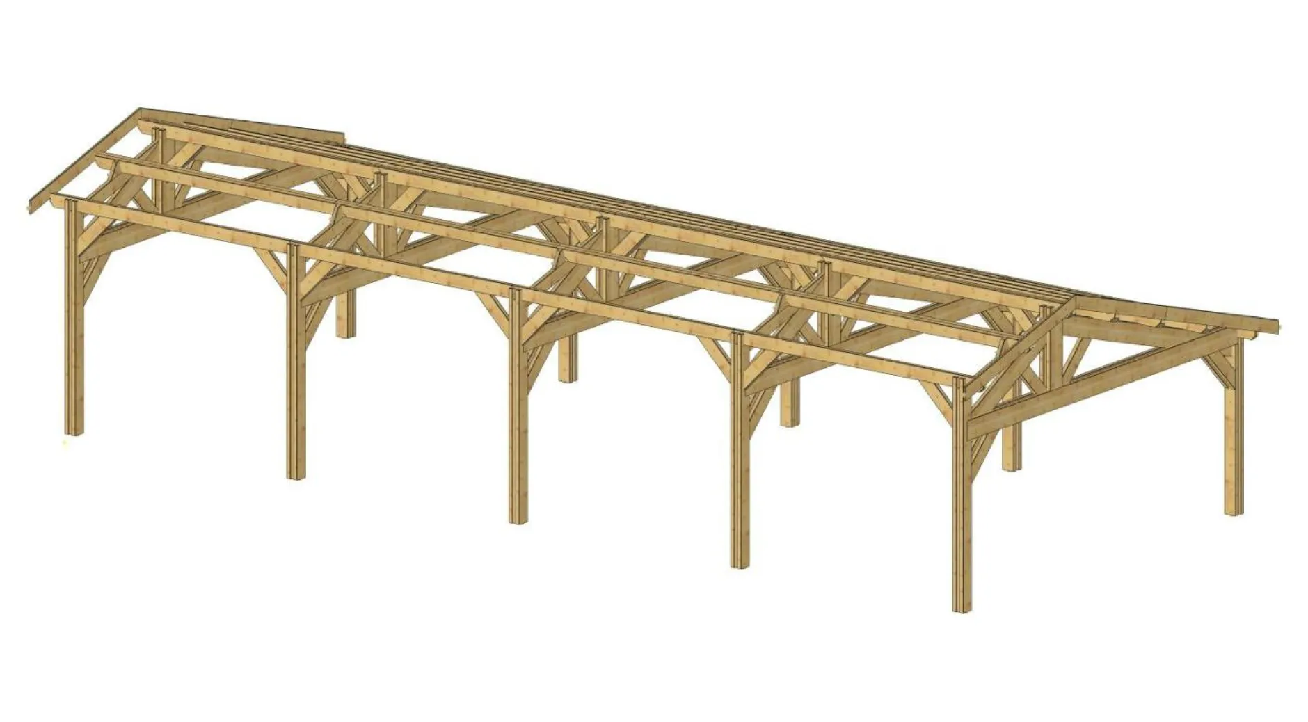 Carports Et Pergola>Camif CPBF-CHARPENTES Abri deux Pentes Faitage Décalé pour Voiture Champagne Ardenne en Bois Abri deux pentes faitage décalé - 650 x 1250 cm