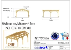 Carports Et Pergola></noscript>Camif CPBF-CHARPENTES Abri deux Pentes pour Voiture Bourgogne en Bois - 550 x 650 cm