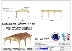 Carports Et Pergola>Camif CPBF-CHARPENTES Abri deux Pentes pour Voiture Bourgogne en Bois - 550 x 950 cm
