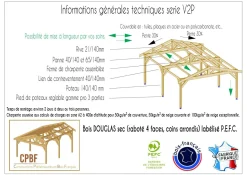 Carports Et Pergola></noscript>Camif CPBF-CHARPENTES Abri deux Pentes pour Voiture Bourgogne en Bois - 550 x 1250 cm