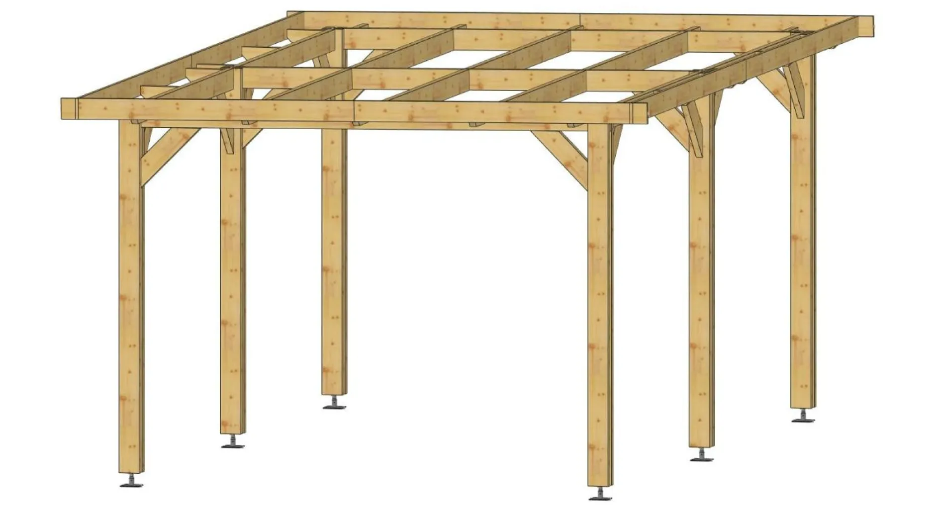 Carports Et Pergola>Camif CPBF-CHARPENTES Abri Toit Plat pour Voiture Île de France en Bois - 650 x 500 cm