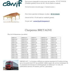 Carports Et Pergola>Camif CPBF-CHARPENTES Abri une Pente Adossé pour Voiture Bretagne en Bois - 400 x 1250 cm