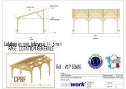 Carports Et Pergola></noscript>Camif CPBF-CHARPENTES Abri une Pente pour Voiture Provence en Bois Abri une pente voiture bois Douglas - 500 x 800 cm