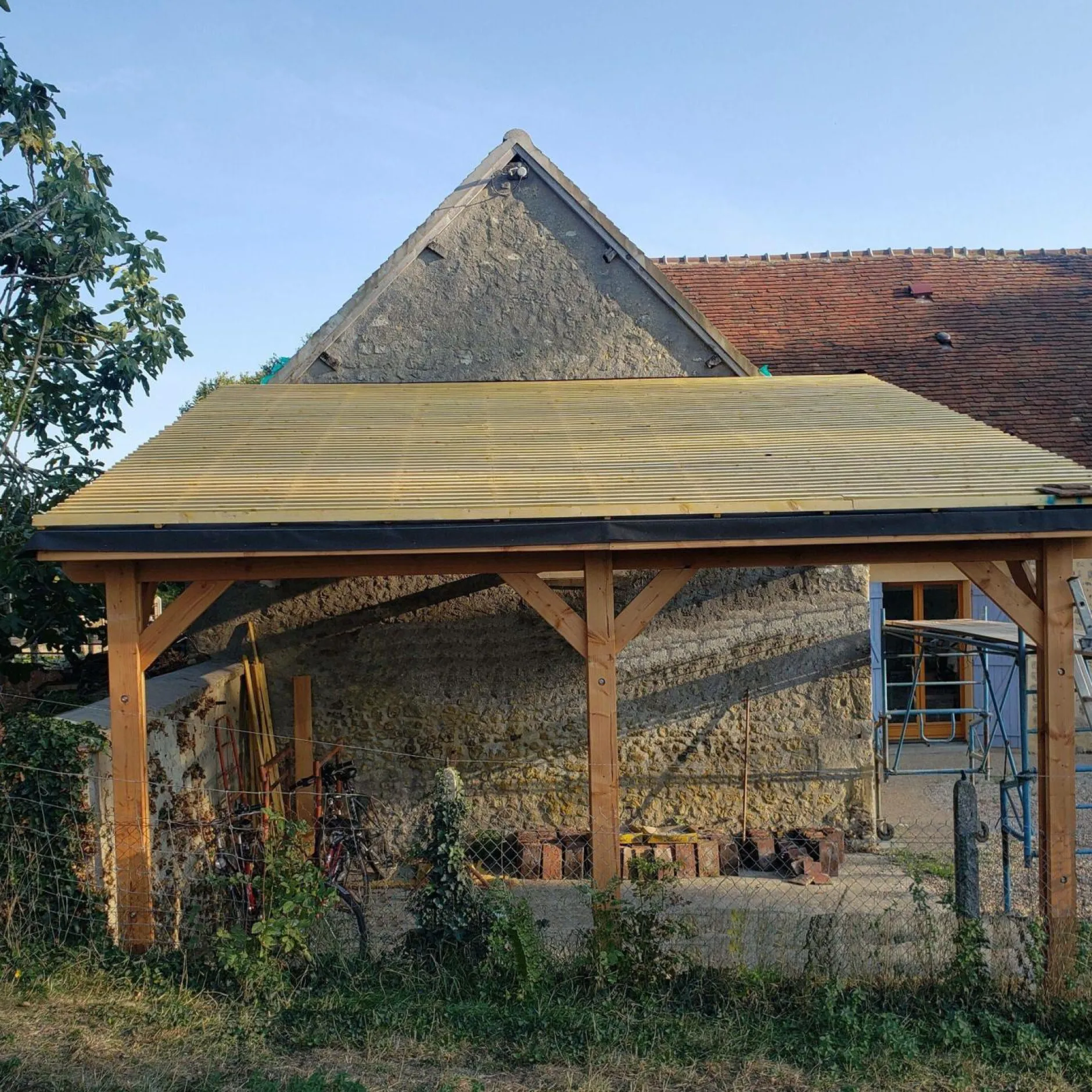 Carports Et Pergola>Camif CPBF-CHARPENTES Abri une Pente Adossé pour Voiture Bretagne en Bois - 300 x 550 cm