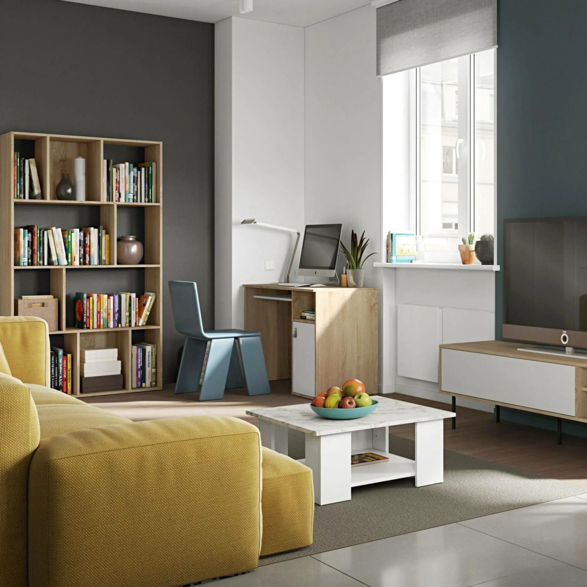 Bureaux>Camif C.PRO PAR Bureau Oxford - Chêne/Blanc