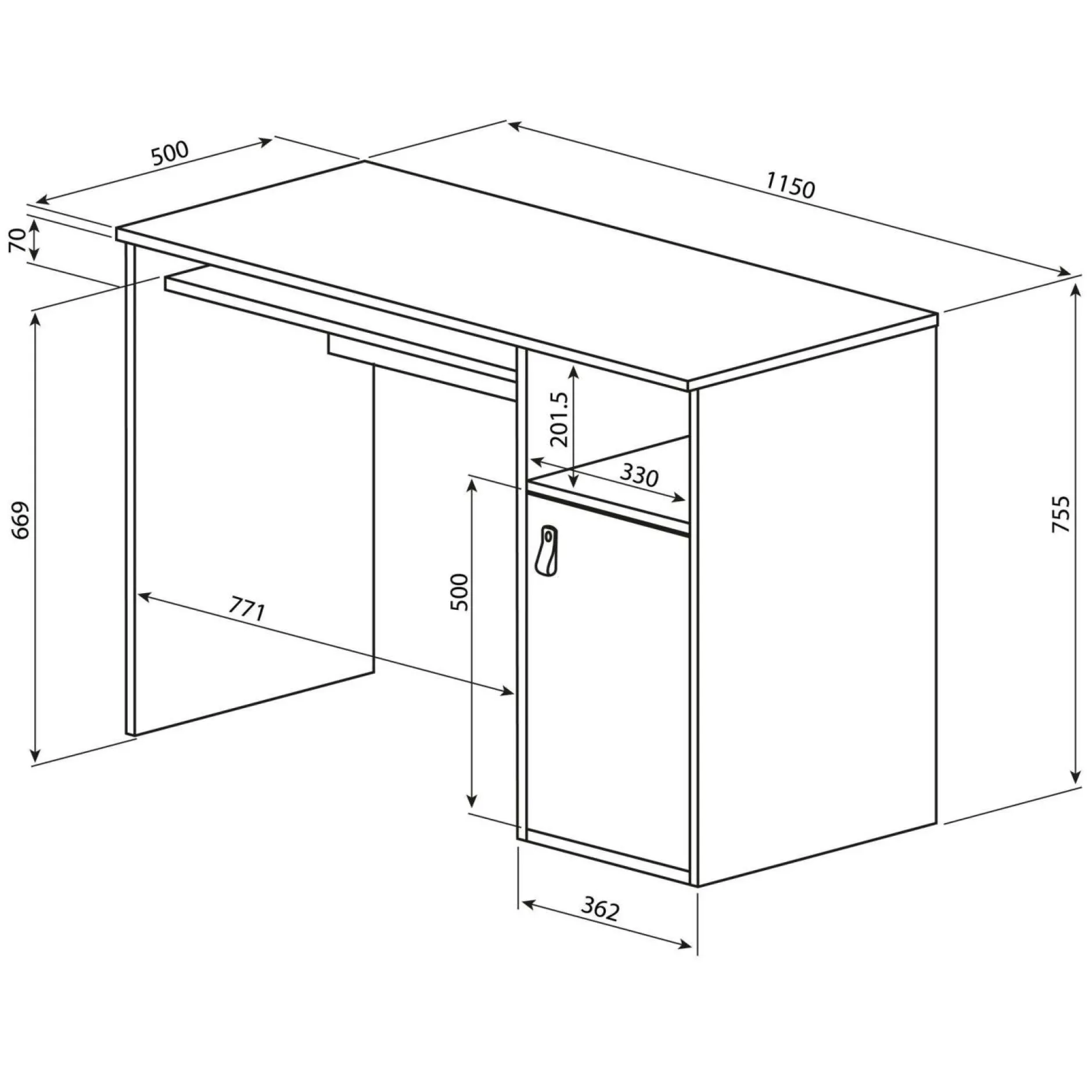 Bureaux>Camif C.PRO PAR Bureau Oxford - Chêne/Blanc