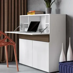 Bureaux>Camif C.PRO PAR Secrétaire Tim - Blanc/Noyer