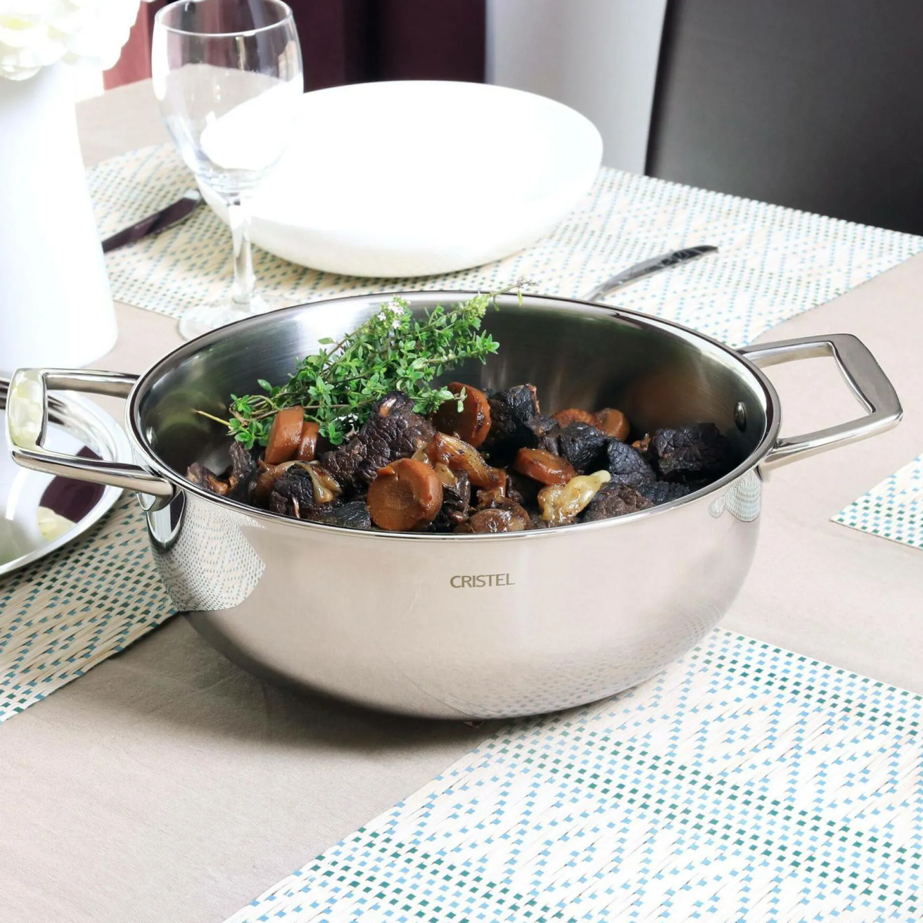 Marmites Et Faitouts>Camif CRISTEL Faitout 2 anses avec couvercle inox Castel Pro - Diamètre 24 cm