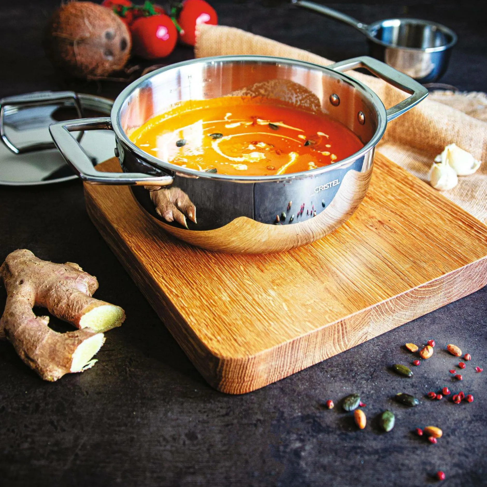 Marmites Et Faitouts>Camif CRISTEL Faitout 2 anses avec couvercle inox Castel Pro - Diamètre 24 cm