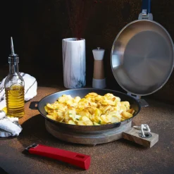 Poêles>Camif CRISTEL Lot de 2 poêles Mutine 24 et 26 cm avec poignée framboise