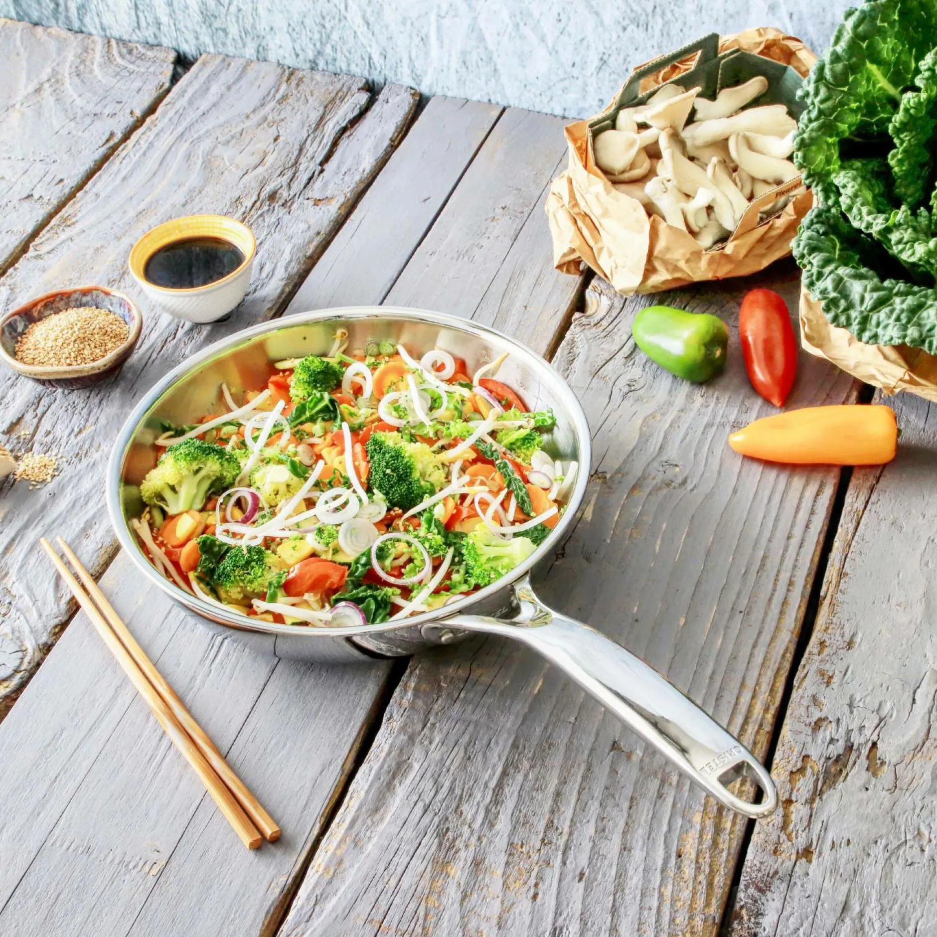 Poêles>Camif CRISTEL Poêle sautoir inox Castel Pro - Diamètre 28 cm