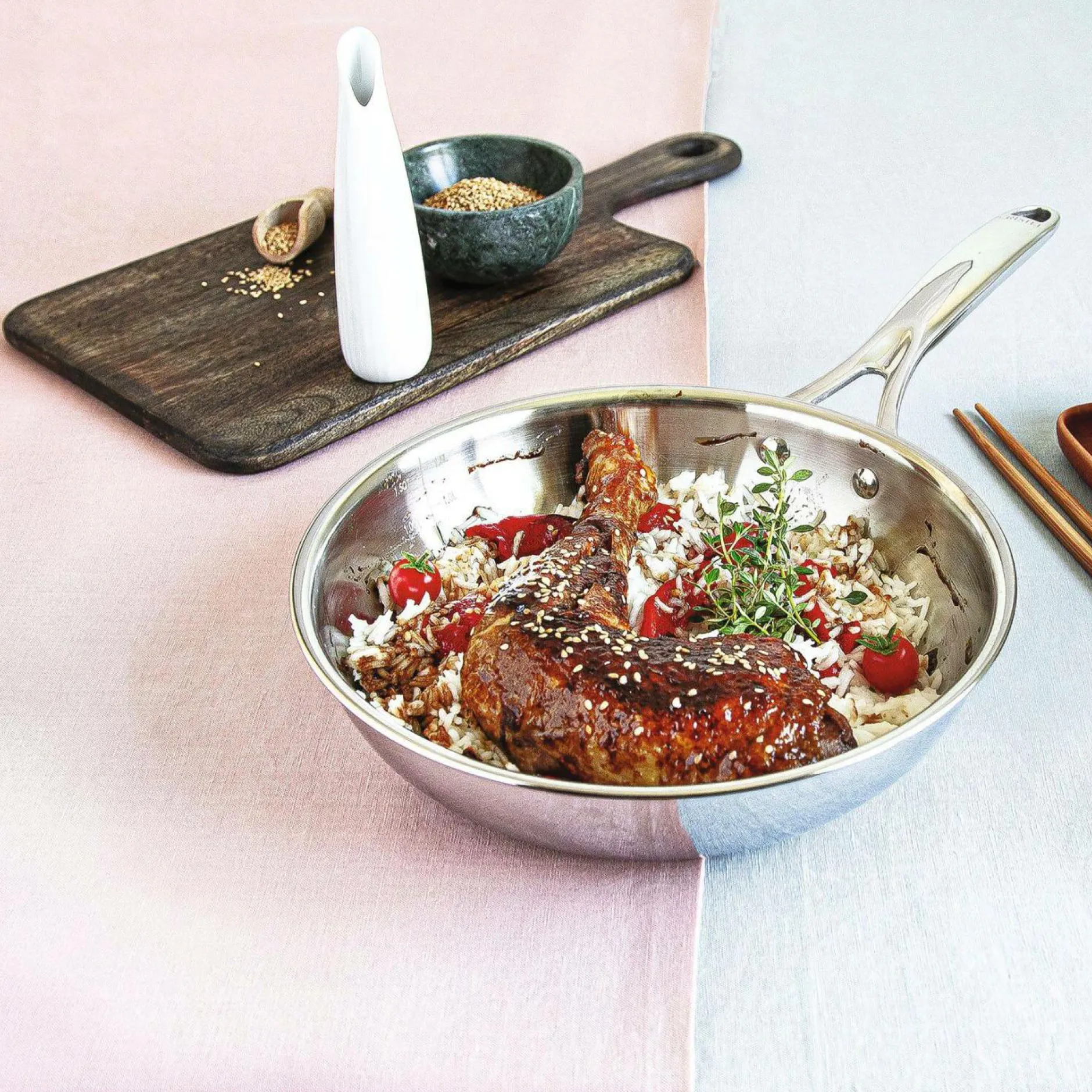 Poêles>Camif CRISTEL Poêle sautoir inox Castel Pro - Diamètre 28 cm