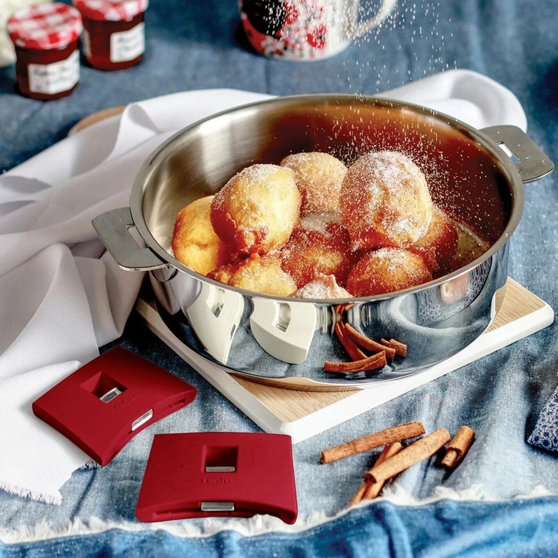 Sauteuses, Tajines Et Wok>Camif CRISTEL Set sauteuse inox Mutine 24 cm avec couvercle et poignée amovible framboise