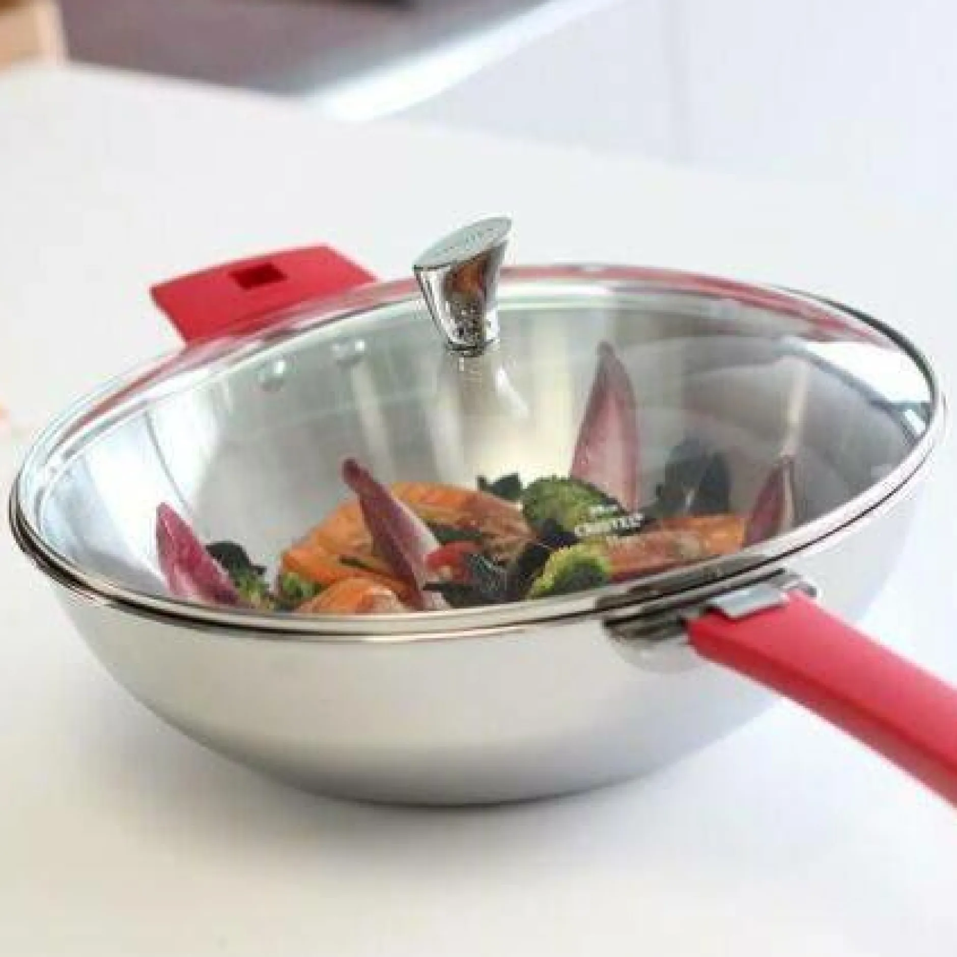 Sauteuses, Tajines Et Wok>Camif CRISTEL Wok + couvercle Casteline - 24 cm