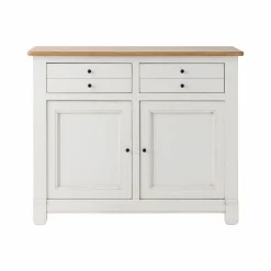 Buffets>Camif Desserte bois massif 2 portes 2 tiroirs Embellie - Blanc