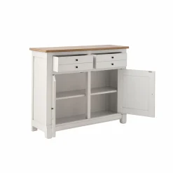 Buffets></noscript>Camif Desserte bois massif 2 portes 2 tiroirs Embellie - Blanc