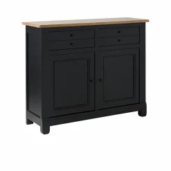 Buffets></noscript>Camif Desserte bois massif 2 portes 2 tiroirs Embellie - Noir