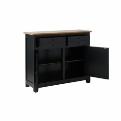 Buffets></noscript>Camif Desserte bois massif 2 portes 2 tiroirs Embellie - Noir