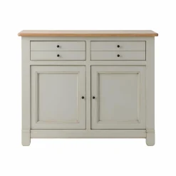 Buffets>Camif Desserte bois massif 2 portes 2 tiroirs Embellie - Grège