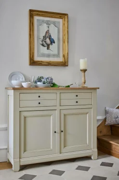 Buffets>Camif Desserte bois massif 2 portes 2 tiroirs Embellie - Grège