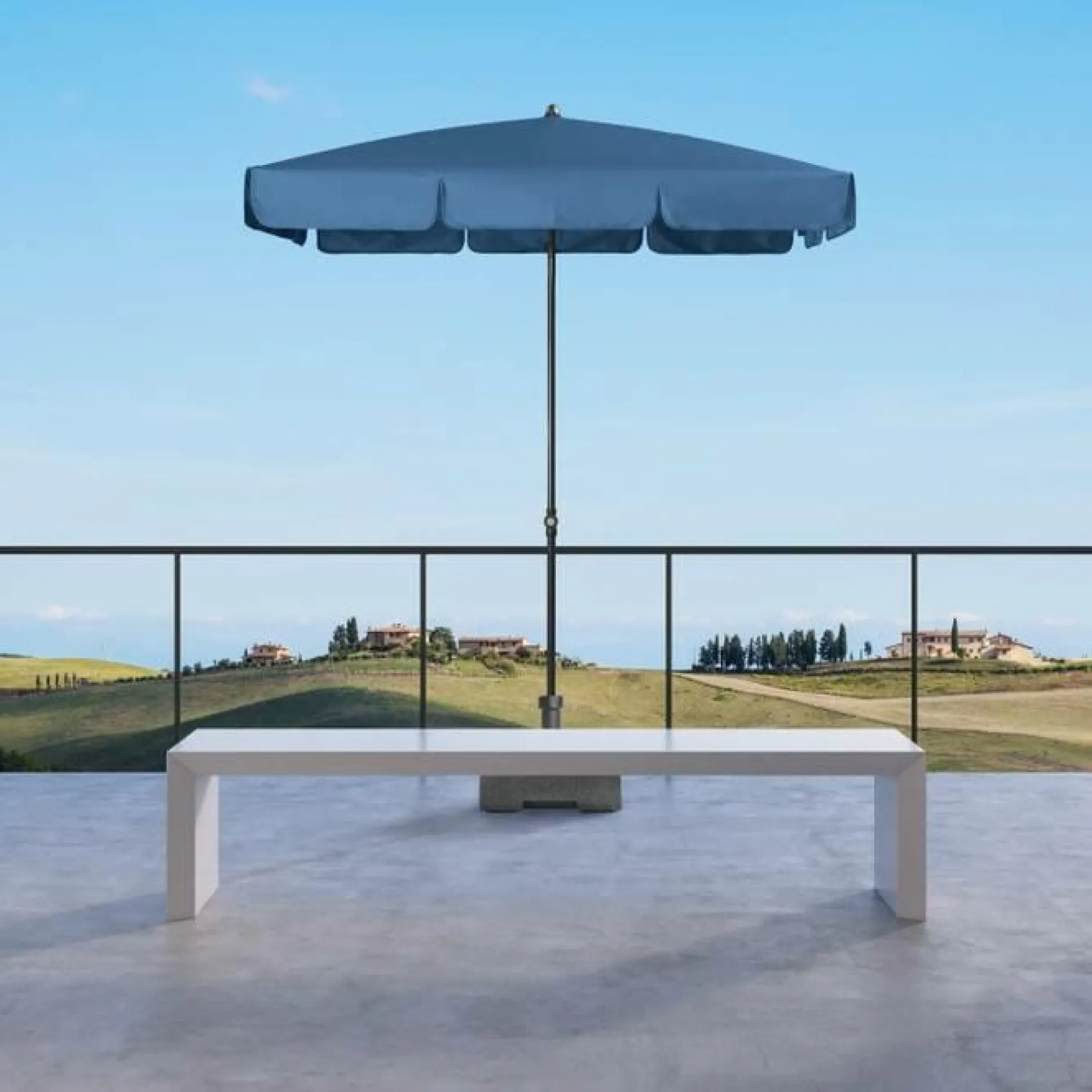 Parasols>Camif DOPPLER Parasol Rectangulaire 185 x 120 cm Sunline en Acier - Bleu Marine