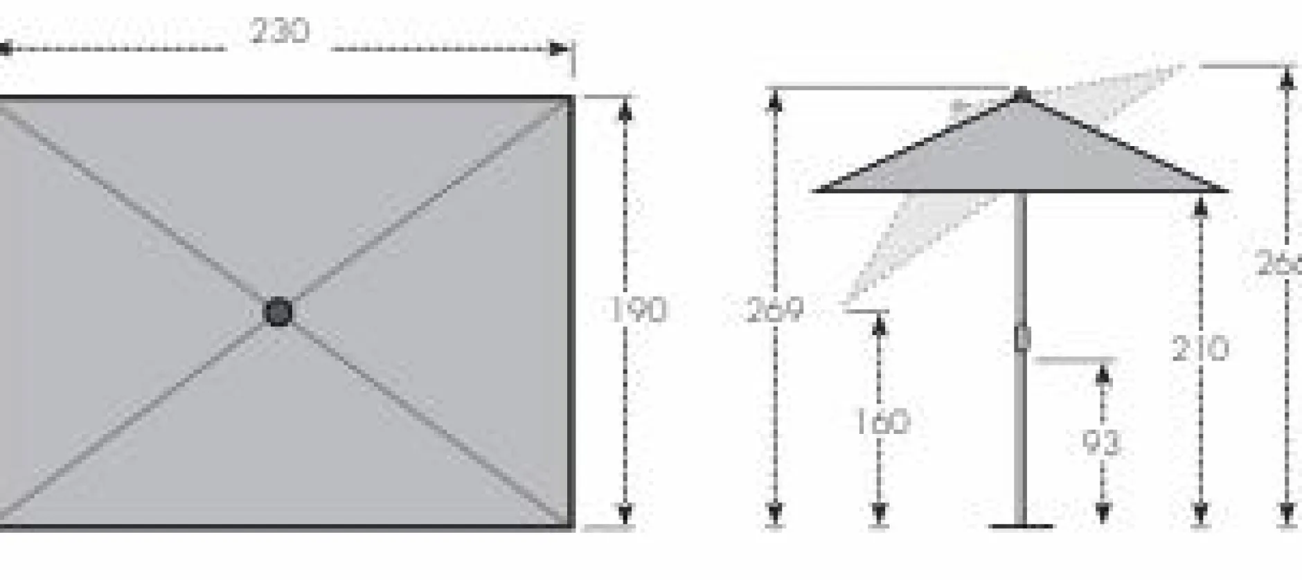 Parasols>Camif DOPPLER Parasol Rectangulaire 230 x 190 cm Sunline en Acier - Taupe