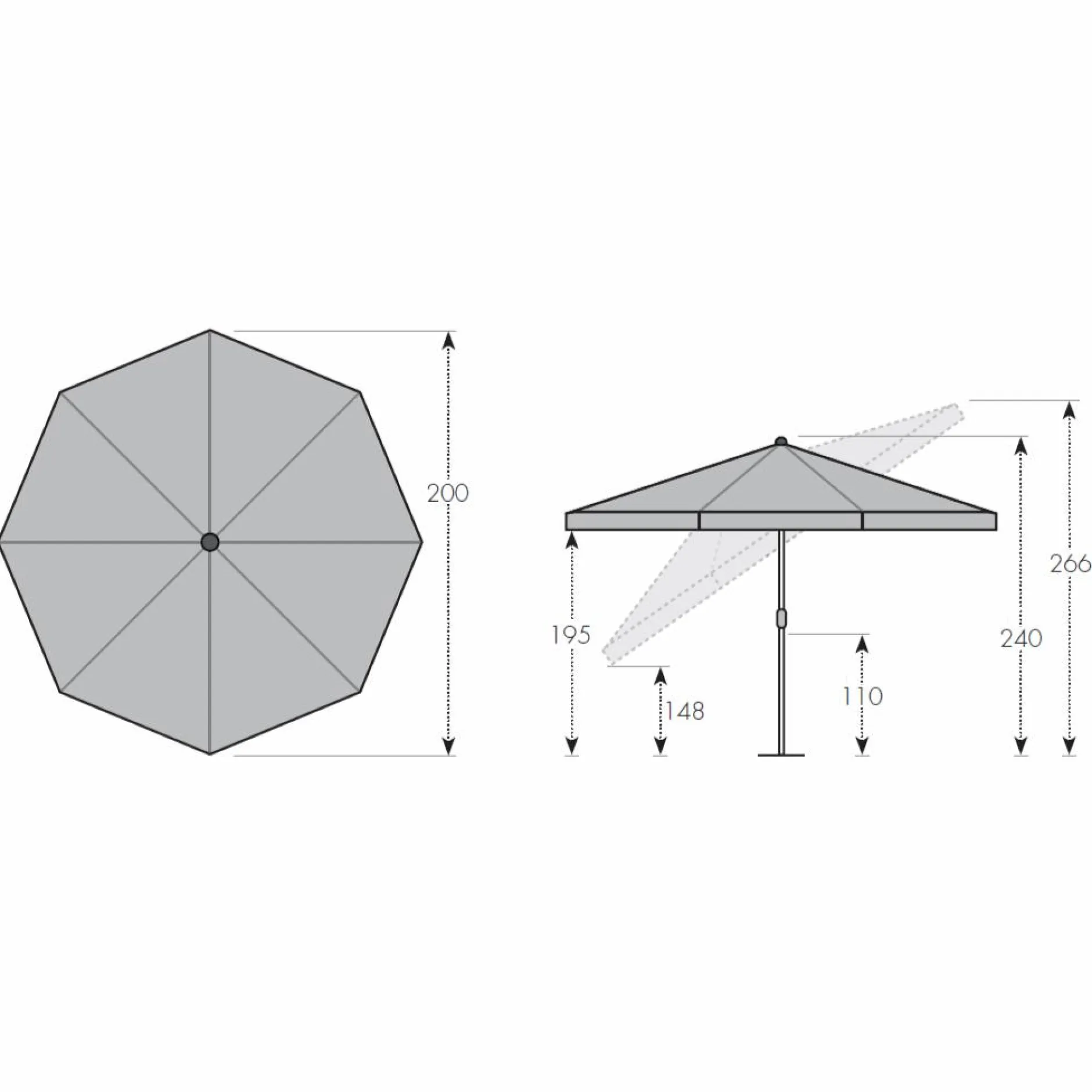 Parasols>Camif DOPPLER Parasol Rond ⌀ 200 cm Sunline en Acier - Terracotta