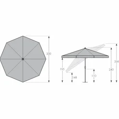 Parasols></noscript>Camif DOPPLER Parasol Rond ⌀ 200 cm Sunline en Acier - Taupe