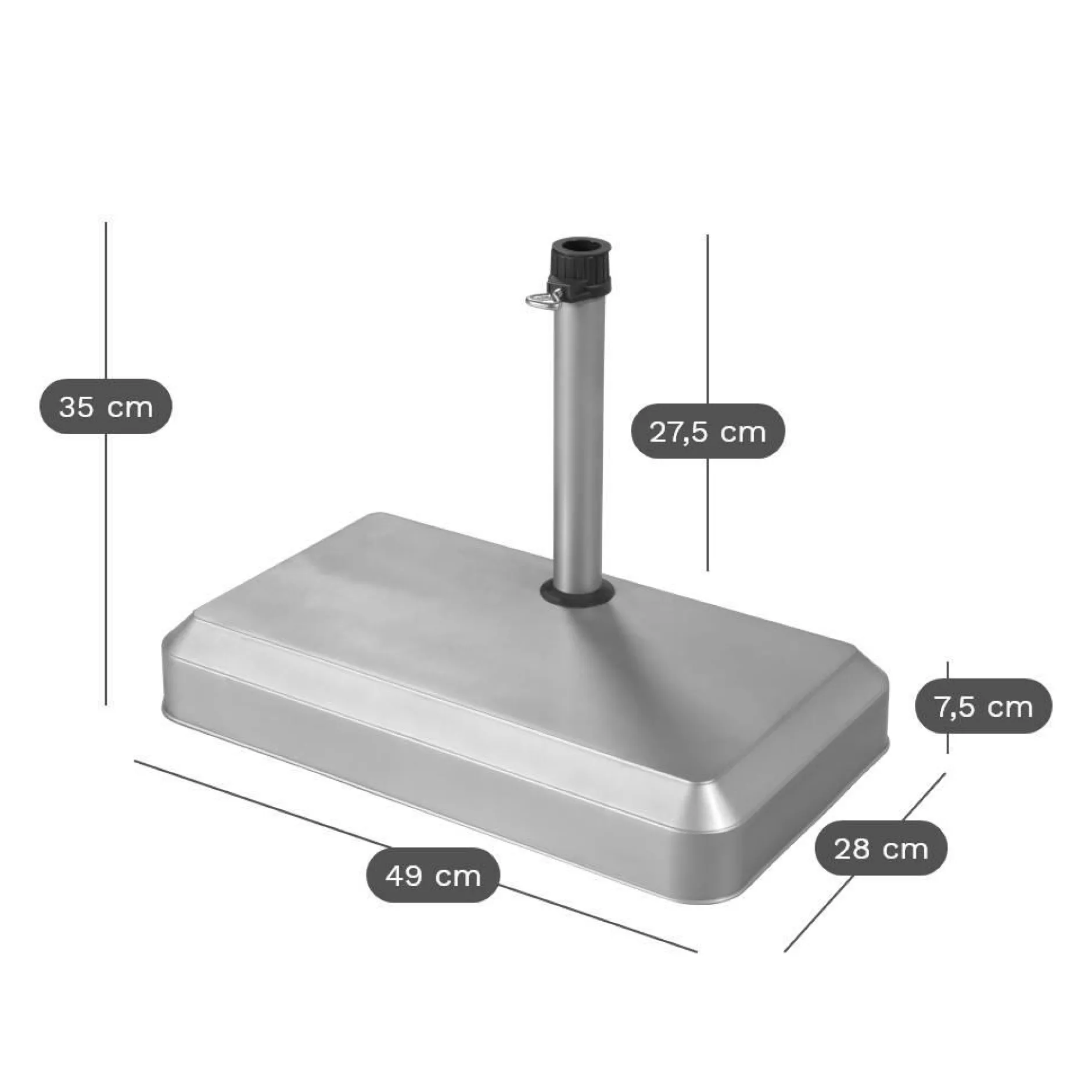 Pieds De Parasols>Camif DOPPLER Pied de Parasol 20 kg en Béton - Argent