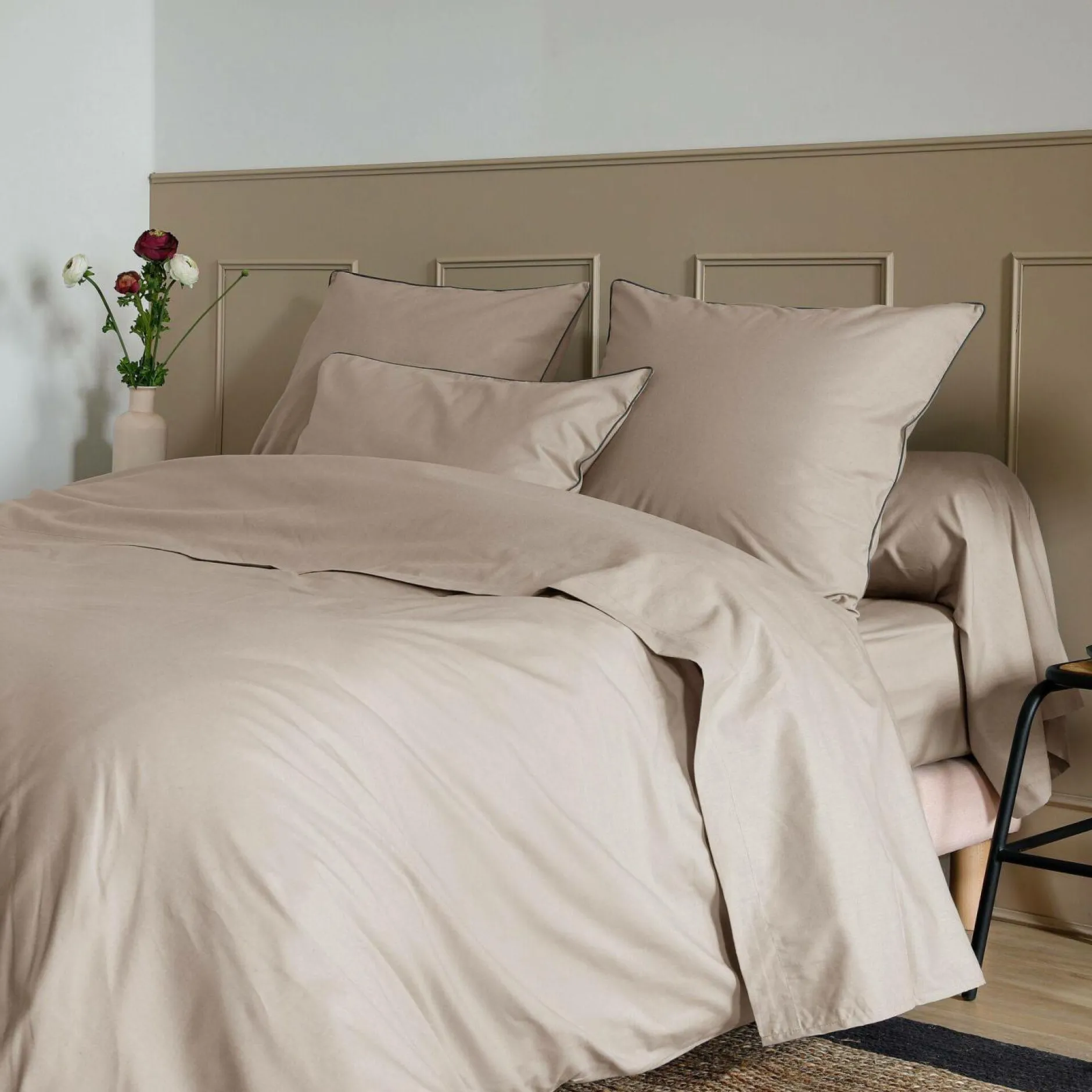 Draps Housse>Camif Drap housse coton bio Thaïs - - 140 x 190 cm Ficelle