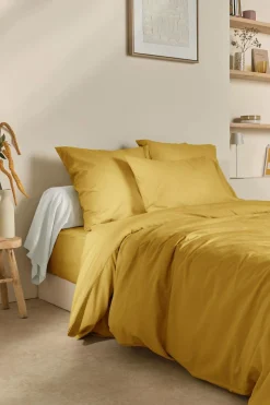 Draps Housse>Camif Drap housse coton lin Valentine - - 140 x 190 cm Curry