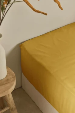 Draps Housse></noscript>Camif Drap housse coton lin Valentine - - 140 x 190 cm Curry