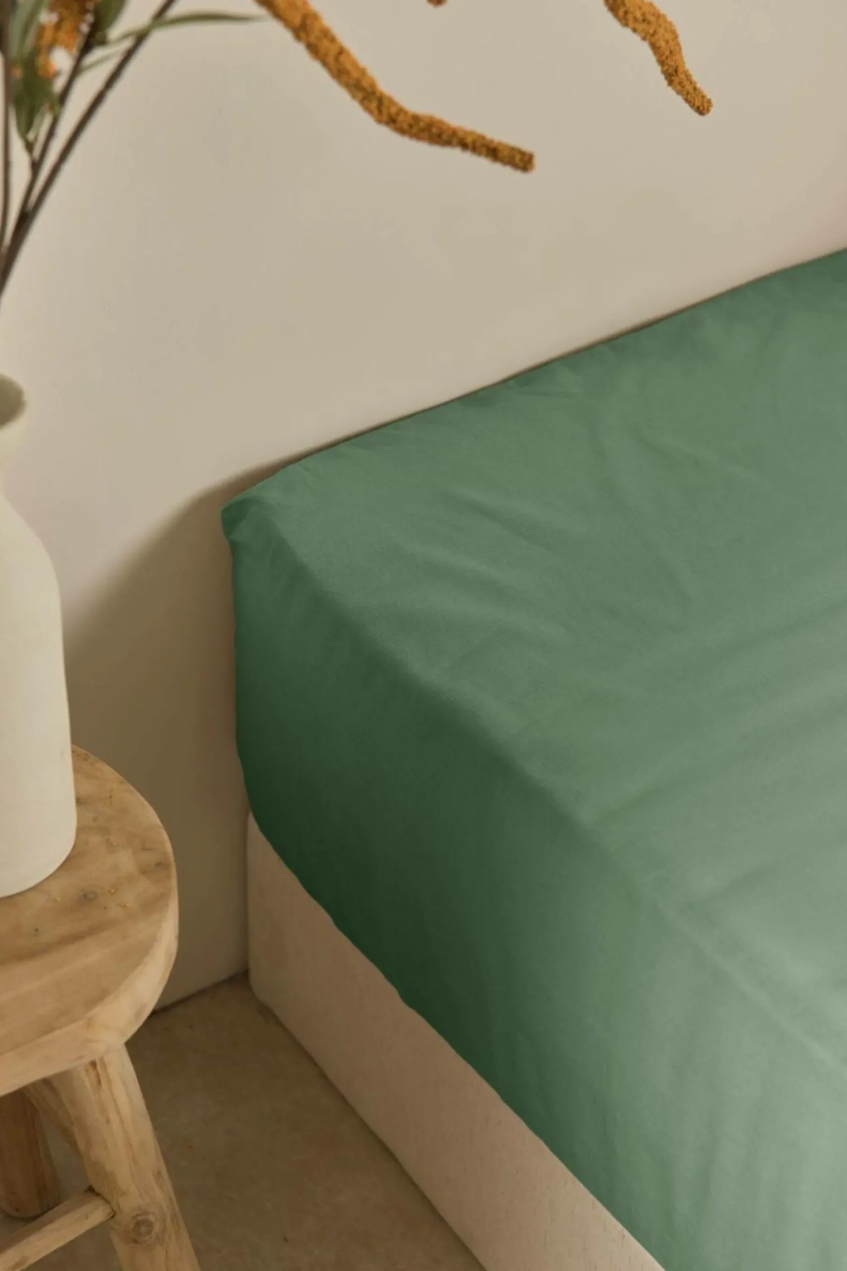 Draps Housse>Camif Drap housse coton lin Valentine - - 140 x 190 cm Vert Amande