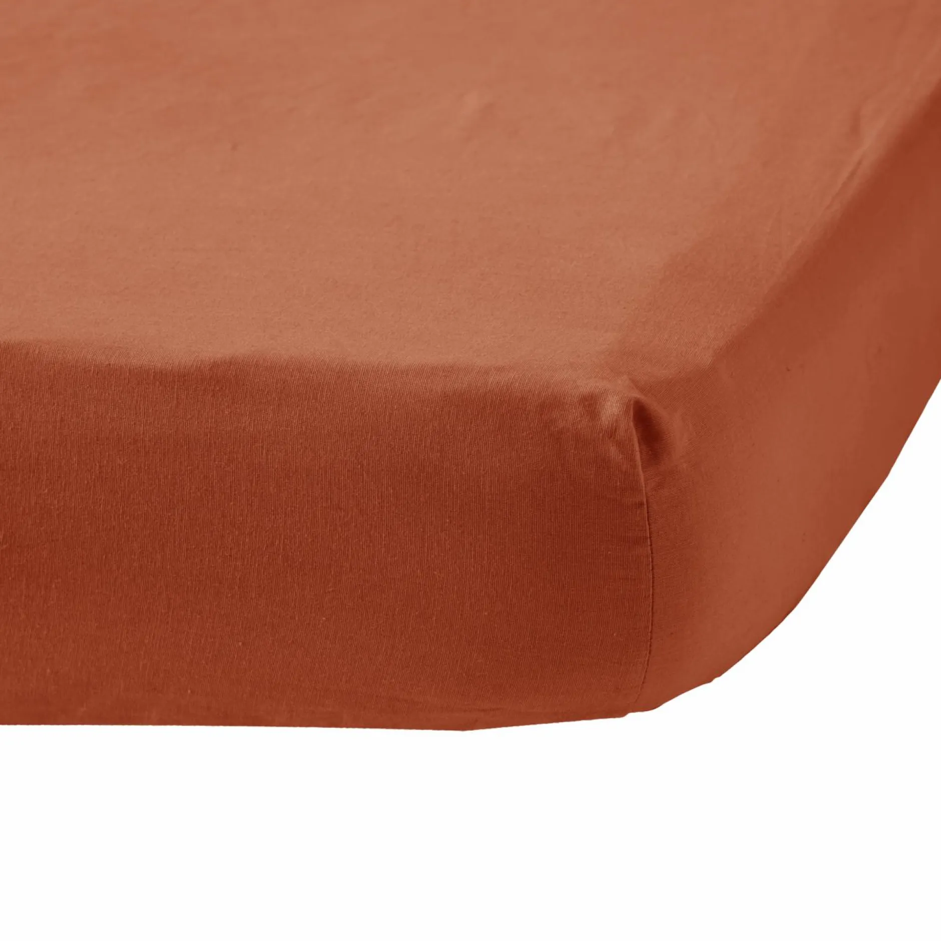 Draps Housse>Camif Drap housse coton lin Valentine - - 140 x 190 cm Terracotta