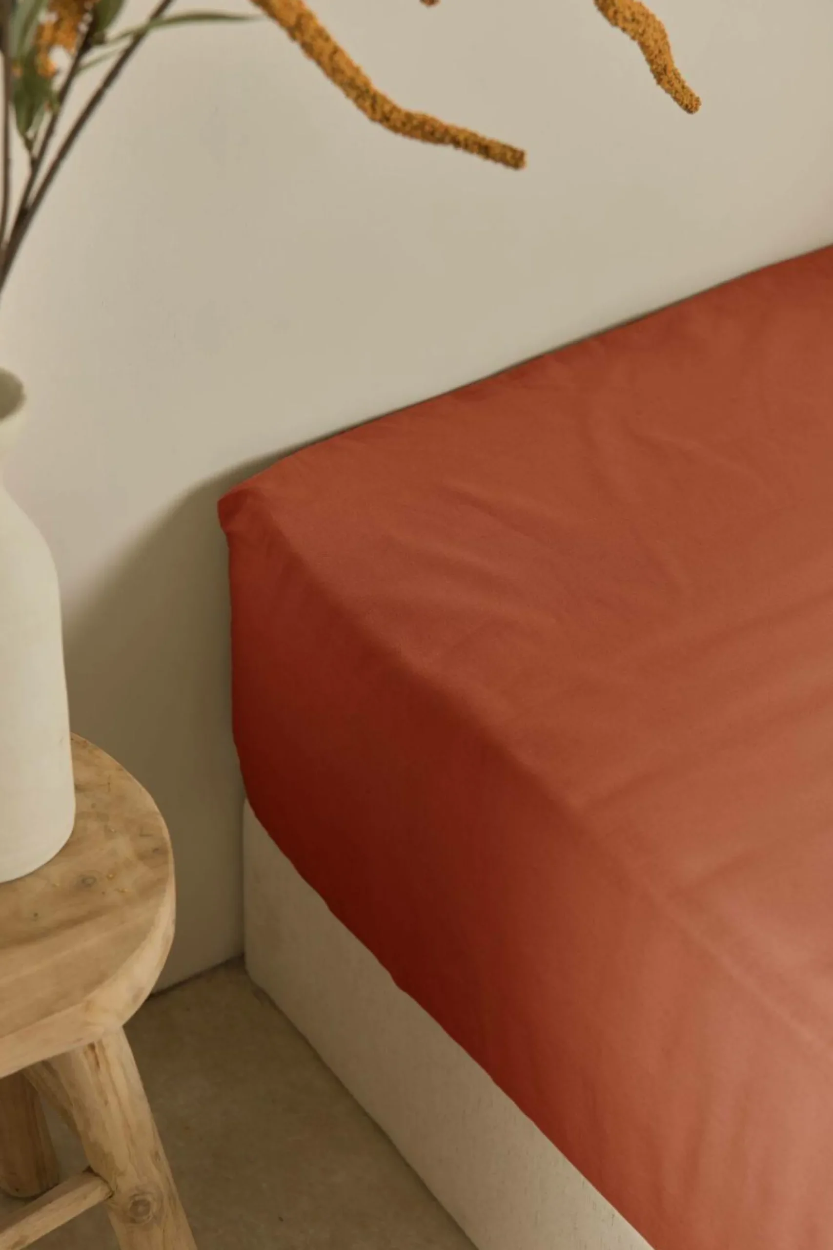 Draps Housse>Camif Drap housse coton lin Valentine - - 140 x 190 cm Terracotta