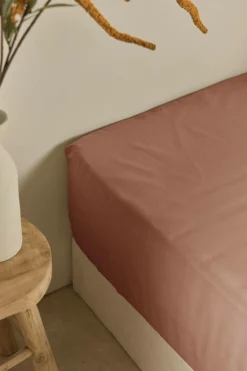 Draps Housse></noscript>Camif Drap housse coton lin Valentine - - 140 x 190 cm Pêche de Vigne