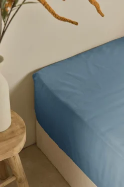 Draps Housse></noscript>Camif Drap housse coton lin Valentine - - 140 x 190 cm Bleu Gris