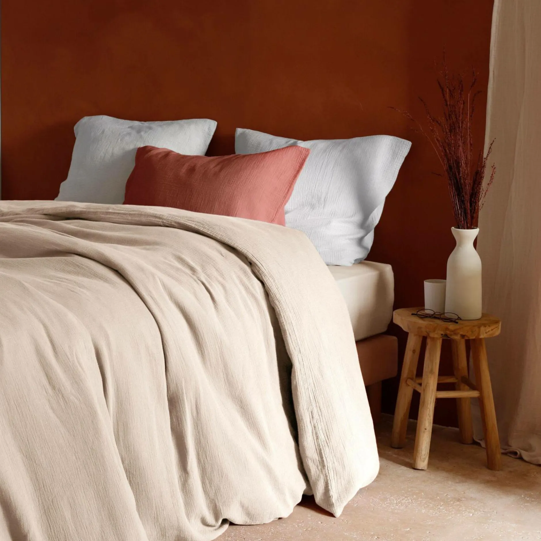 Draps Housse>Camif Drap housse gaze de coton bio Lou - - 140 x 190 cm Beige