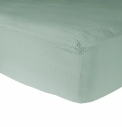 Draps Housse>Camif Drap housse gaze de coton bio Lou - - 140 x 190 cm Vert d'eau