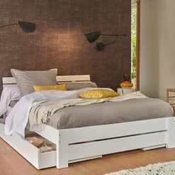 Draps Housse>Camif Drap housse grand bonnet 40cm percale bio Elise - - 160 x 200 cm Gris Mastic