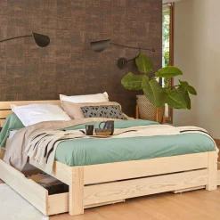 Draps Housse>Camif Drap housse grand bonnet 40cm percale bio Elise - - 140 x 190 cm Céladon