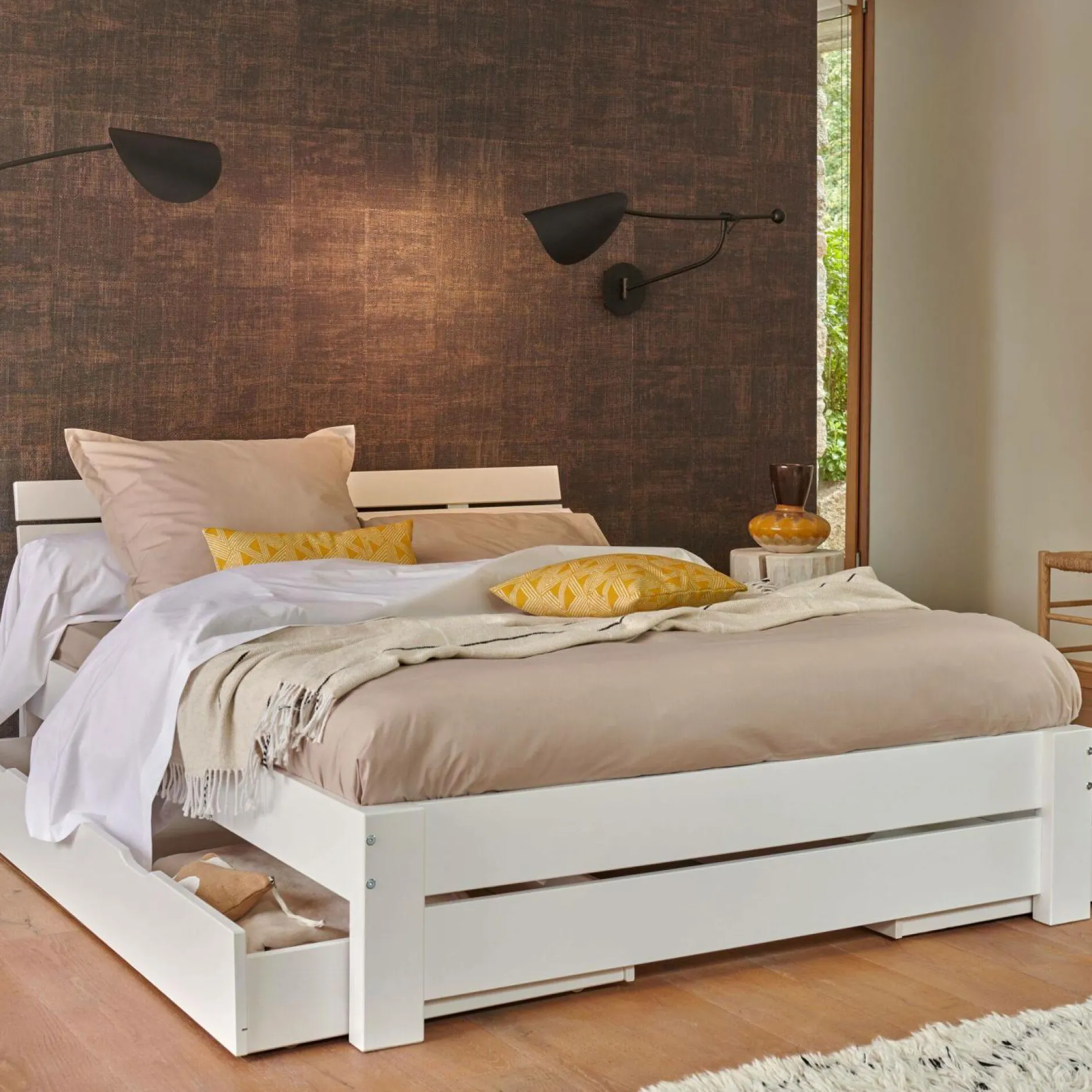 Draps Housse>Camif Drap housse grand bonnet 40cm percale bio Elise - - 140 x 190 cm Lin