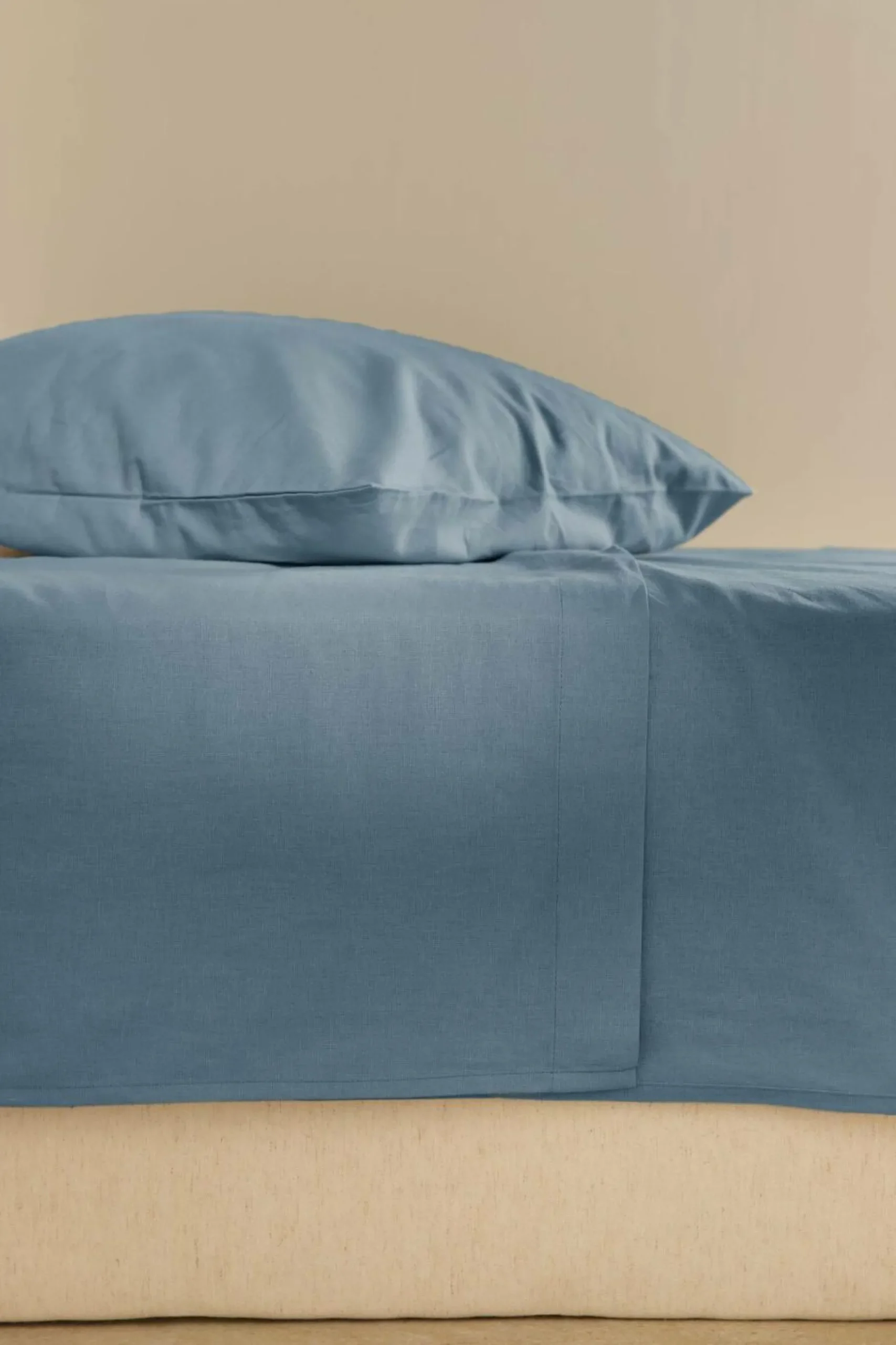 Draps>Camif Drap plat coton lin Valentine - - 240 x 300 cm Bleu Gris