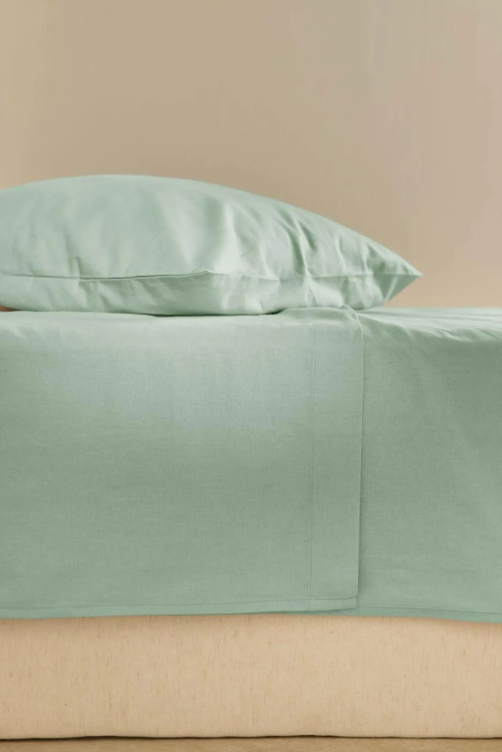 Draps>Camif Drap plat coton lin Valentine - - 240 x 300 cm Bleu écume