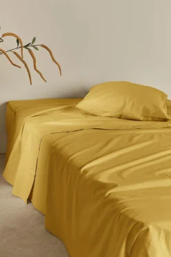 Draps>Camif Drap plat coton lin Valentine - - 240 x 300 cm Curry