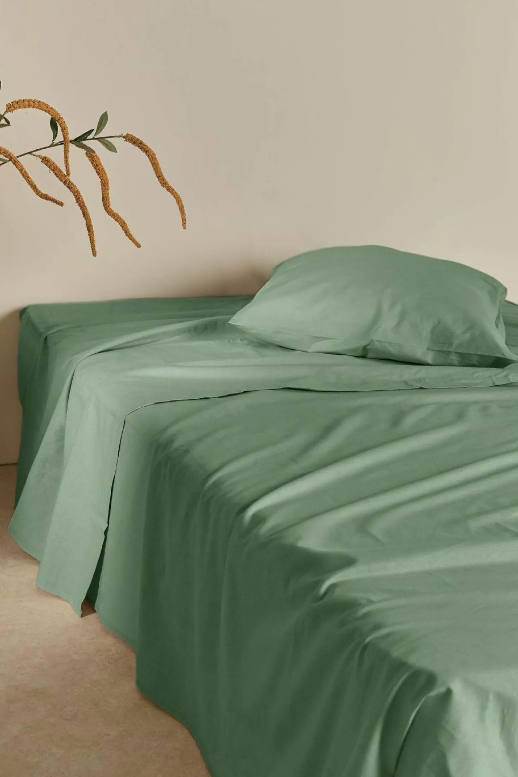 Draps>Camif Drap plat coton lin Valentine - - 240 x 300 cm Vert Amande