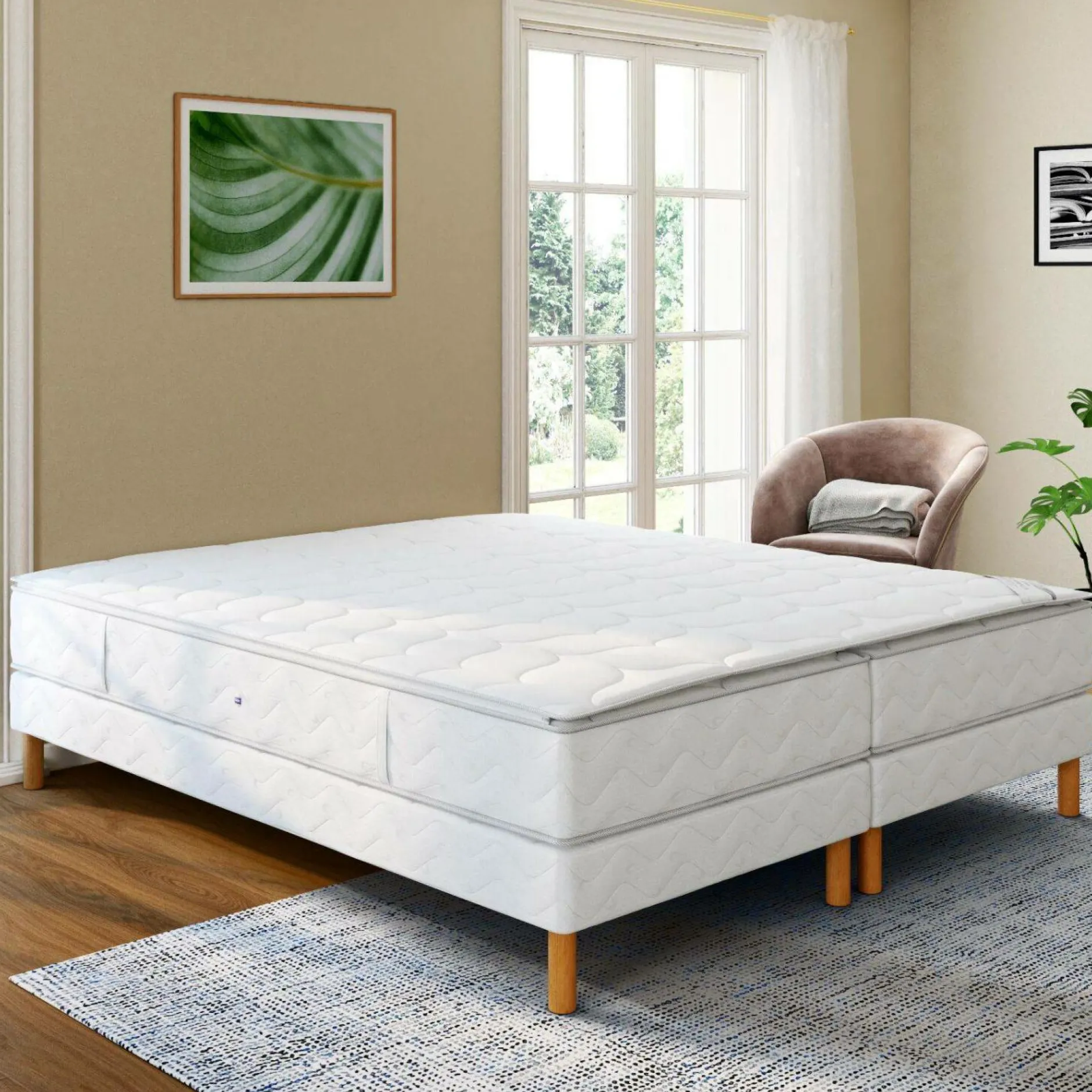 Ensembles 140 X 190 Cm|Ensembles Matelas Et Sommier>Camif DUVIVIER Ensemble Gala Eco Luxe Visco - 2 x 100 x 200 cm