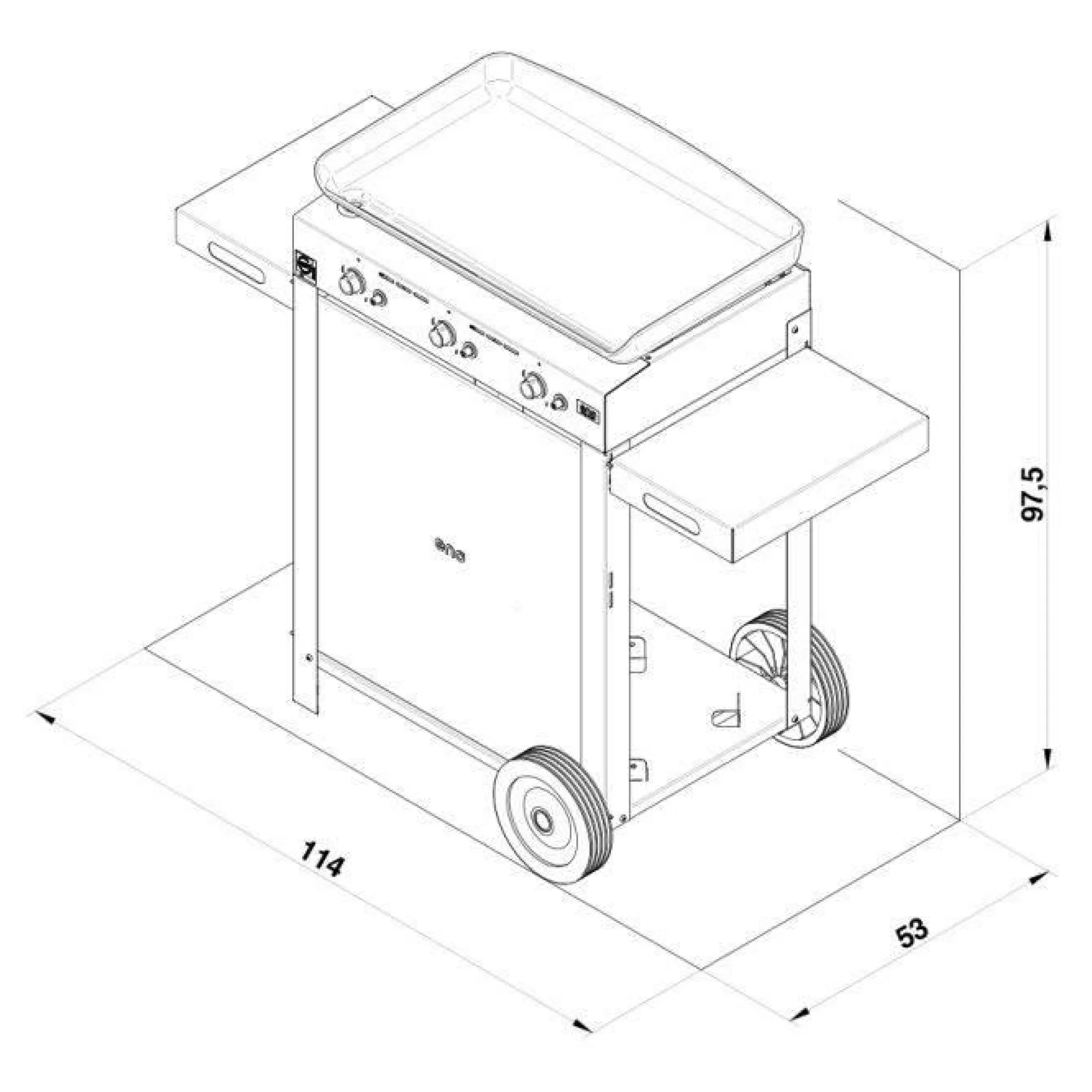 Ensembles Planchas Et Dessertes>Camif ENO Ensemble Plancha et Chariot Initial Gaz 65 en Acier Noir et Inox