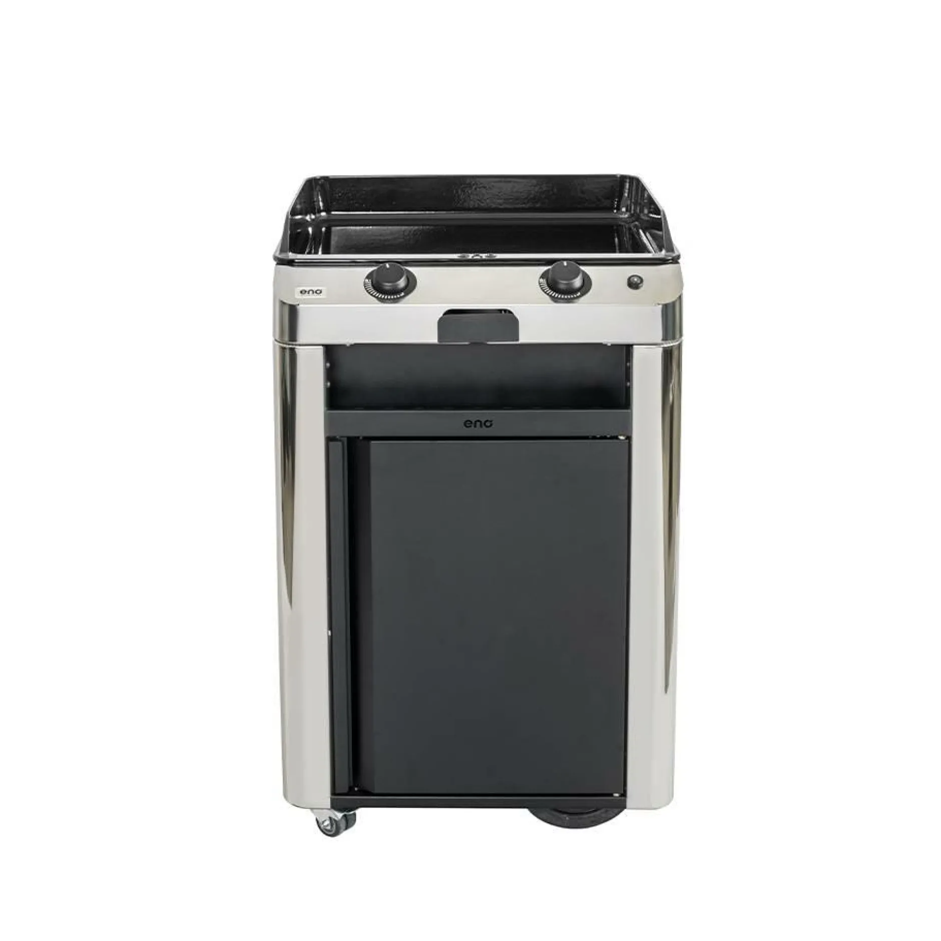 Ensembles Planchas Et Dessertes>Camif ENO Ensemble Plancha Fusion Gaz 60 et Chariot - Acier Gris/Inox